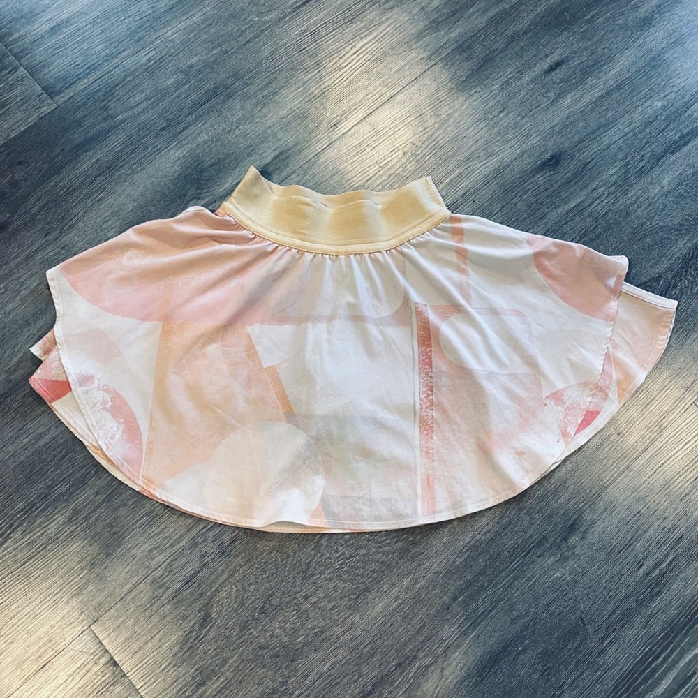 Lululemon Womens Abstract Geometric Print Athletic Skort Peach Pink White Sz 4